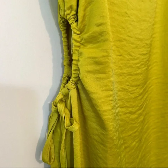 Christian Lacroix Satin Midi Dress Side Cutouts in Venom Chartreuse Medium NWT - Picture 4 of 8